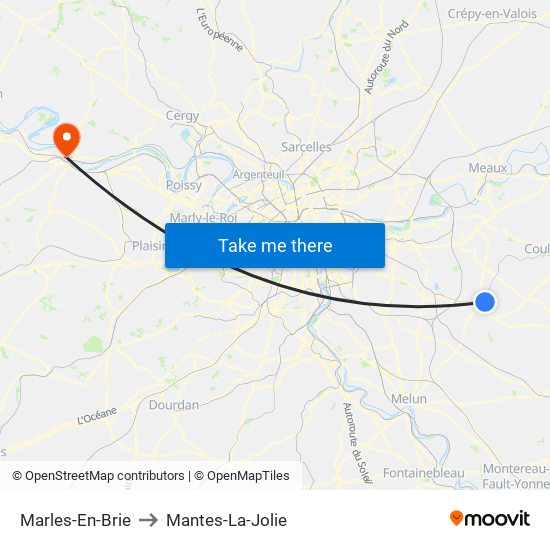 Marles-En-Brie to Mantes-La-Jolie map