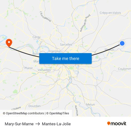 Mary-Sur-Marne to Mantes-La-Jolie map