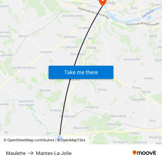 Maulette to Mantes-La-Jolie map