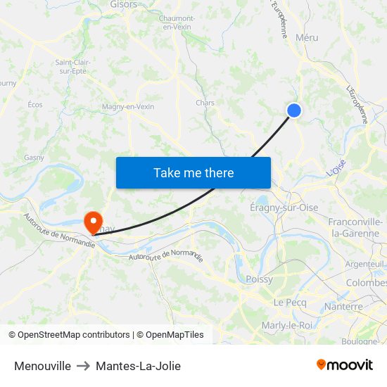 Menouville to Mantes-La-Jolie map