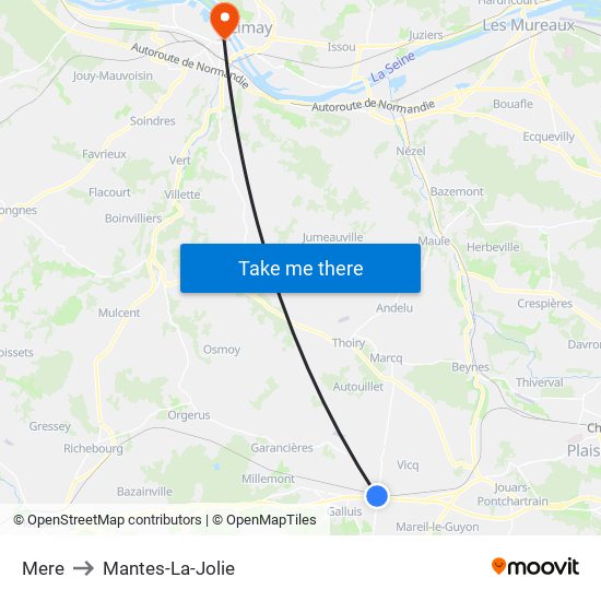 Mere to Mantes-La-Jolie map