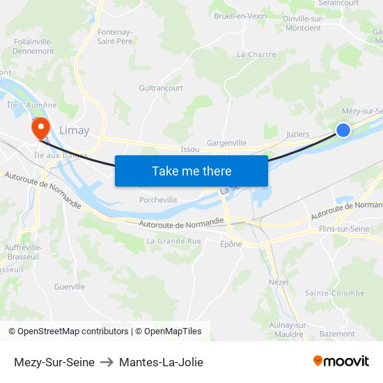 Mezy-Sur-Seine to Mantes-La-Jolie map