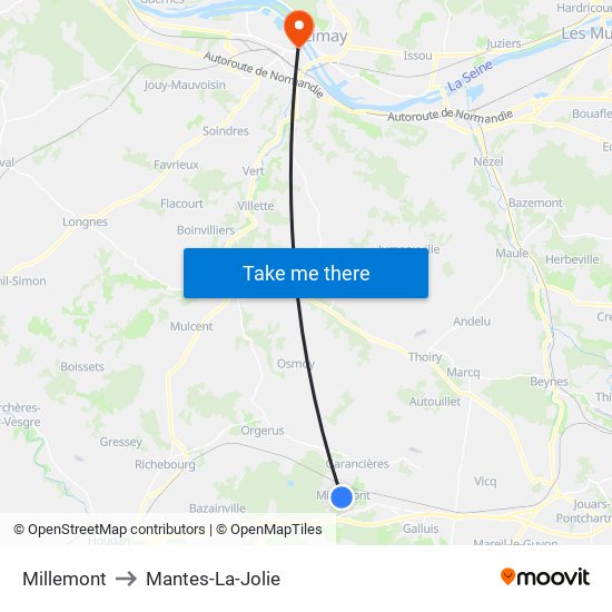 Millemont to Mantes-La-Jolie map