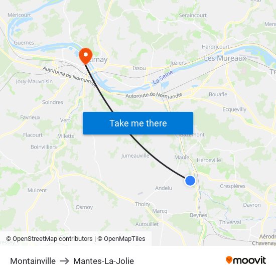 Montainville to Mantes-La-Jolie map