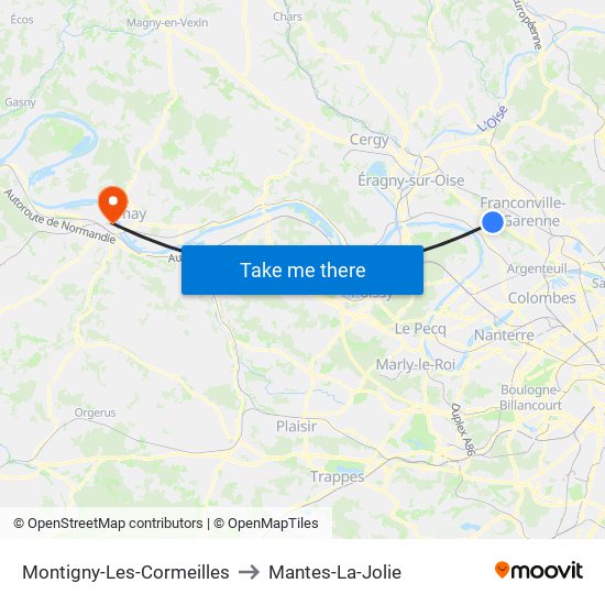 Montigny-Les-Cormeilles to Mantes-La-Jolie map