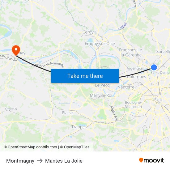 Montmagny to Mantes-La-Jolie map