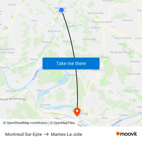 Montreuil-Sur-Epte to Mantes-La-Jolie map