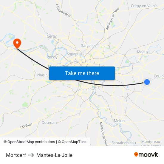 Mortcerf to Mantes-La-Jolie map