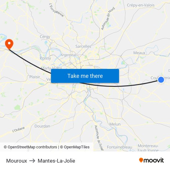 Mouroux to Mantes-La-Jolie map