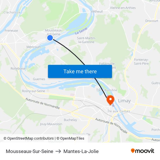 Mousseaux-Sur-Seine to Mantes-La-Jolie map