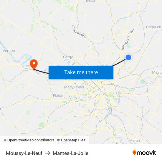 Moussy-Le-Neuf to Mantes-La-Jolie map