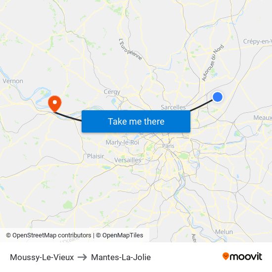 Moussy-Le-Vieux to Mantes-La-Jolie map