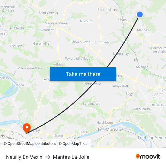Neuilly-En-Vexin to Mantes-La-Jolie map
