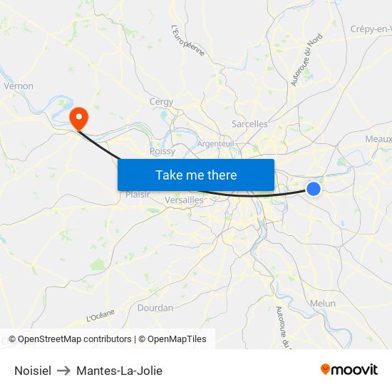 Noisiel to Mantes-La-Jolie map