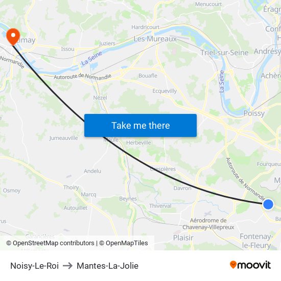 Noisy-Le-Roi to Mantes-La-Jolie map