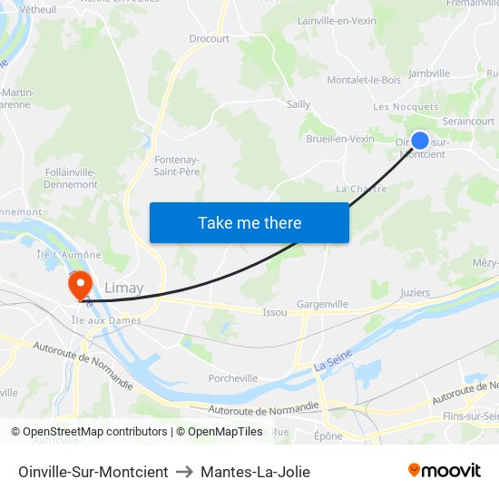 Oinville-Sur-Montcient to Mantes-La-Jolie map