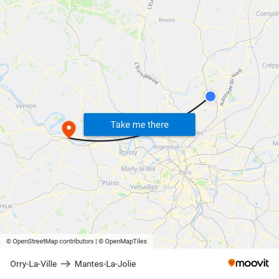 Orry-La-Ville to Mantes-La-Jolie map