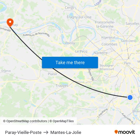 Paray-Vieille-Poste to Mantes-La-Jolie map