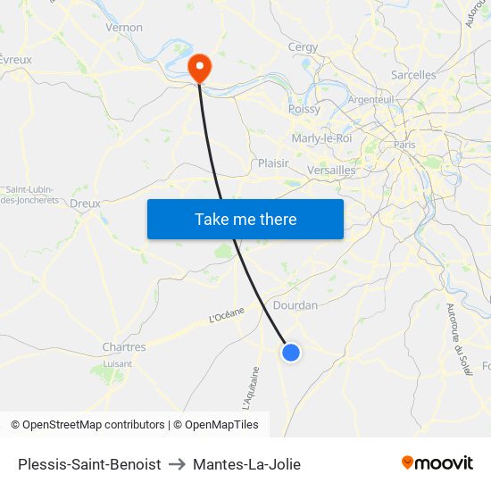 Plessis-Saint-Benoist to Mantes-La-Jolie map