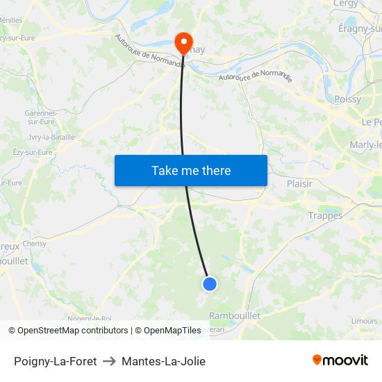 Poigny-La-Foret to Mantes-La-Jolie map