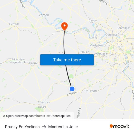 Prunay-En-Yvelines to Mantes-La-Jolie map