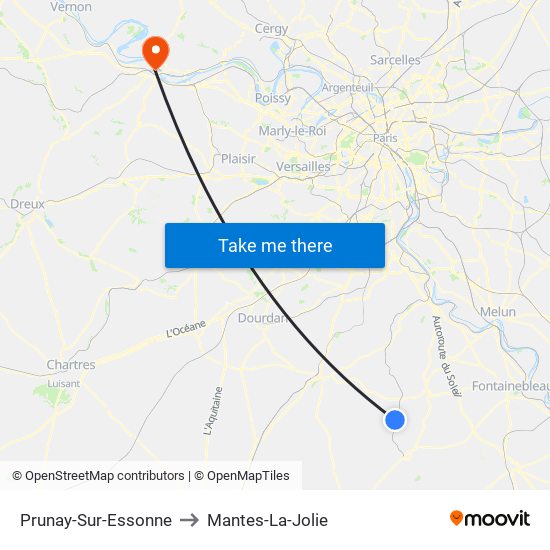 Prunay-Sur-Essonne to Mantes-La-Jolie map