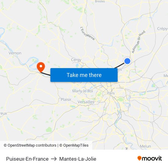 Puiseux-En-France to Mantes-La-Jolie map