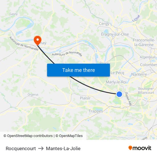 Rocquencourt to Mantes-La-Jolie map