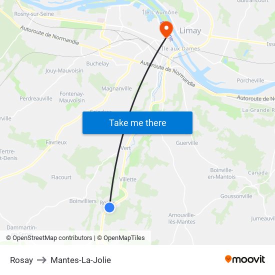 Rosay to Mantes-La-Jolie map