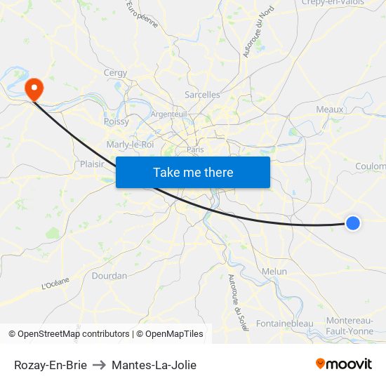 Rozay-En-Brie to Mantes-La-Jolie map