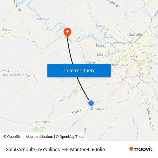Saint-Arnoult-En-Yvelines to Mantes-La-Jolie map