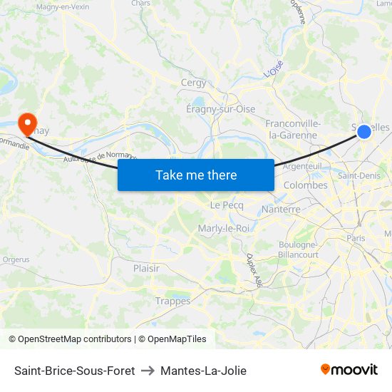 Saint-Brice-Sous-Foret to Mantes-La-Jolie map