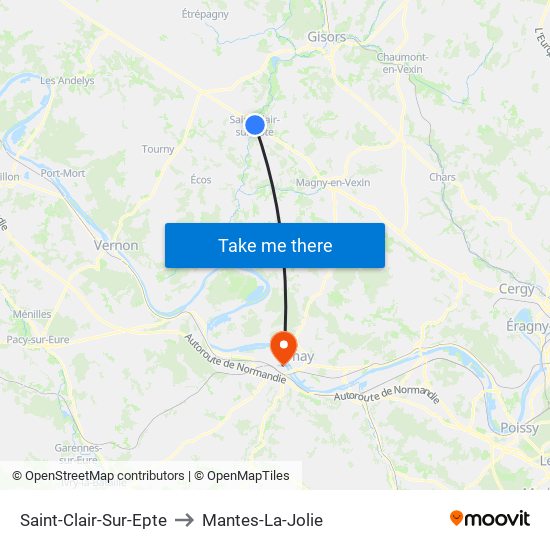 Saint-Clair-Sur-Epte to Mantes-La-Jolie map