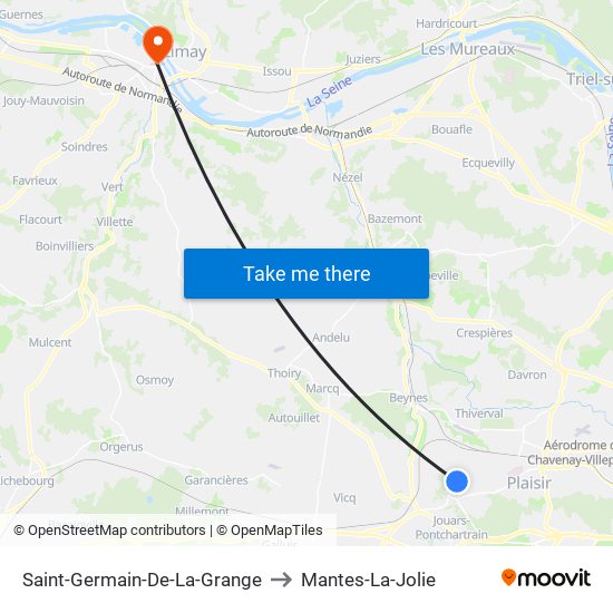 Saint-Germain-De-La-Grange to Mantes-La-Jolie map