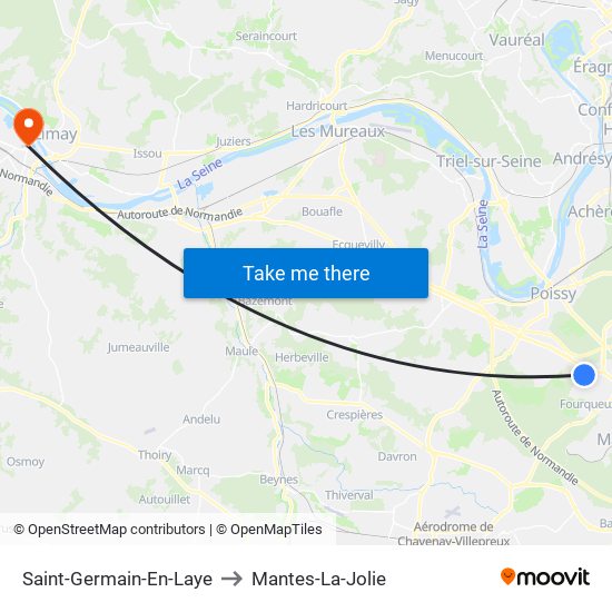 Saint-Germain-En-Laye to Mantes-La-Jolie map