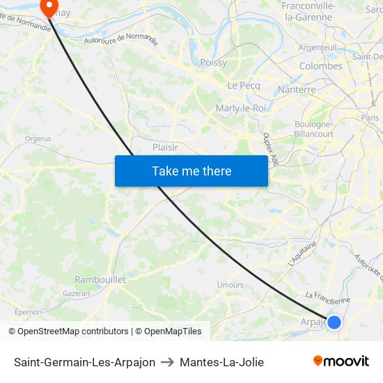 Saint-Germain-Les-Arpajon to Mantes-La-Jolie map