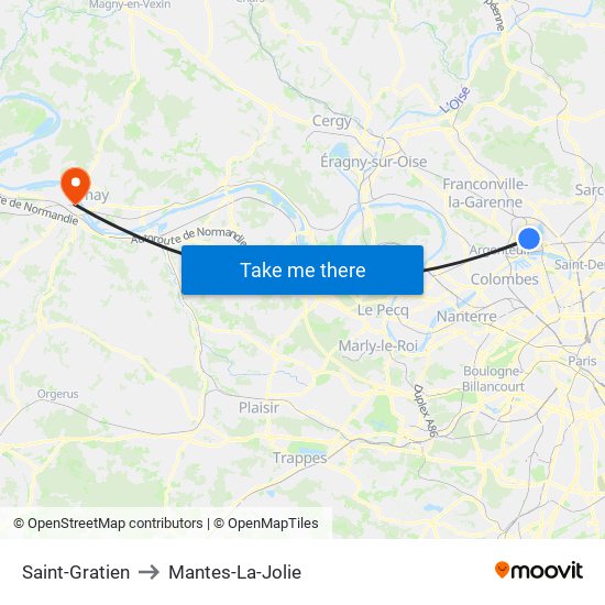 Saint-Gratien to Mantes-La-Jolie map