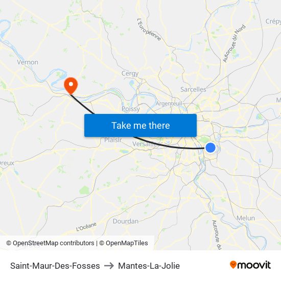 Saint-Maur-Des-Fosses to Mantes-La-Jolie map