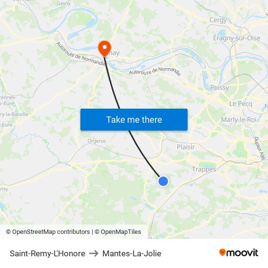 Saint-Remy-L'Honore to Mantes-La-Jolie map