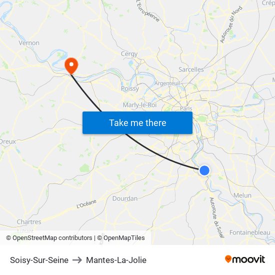 Soisy-Sur-Seine to Mantes-La-Jolie map