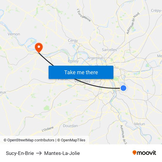 Sucy-En-Brie to Mantes-La-Jolie map