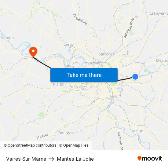 Vaires-Sur-Marne to Mantes-La-Jolie map