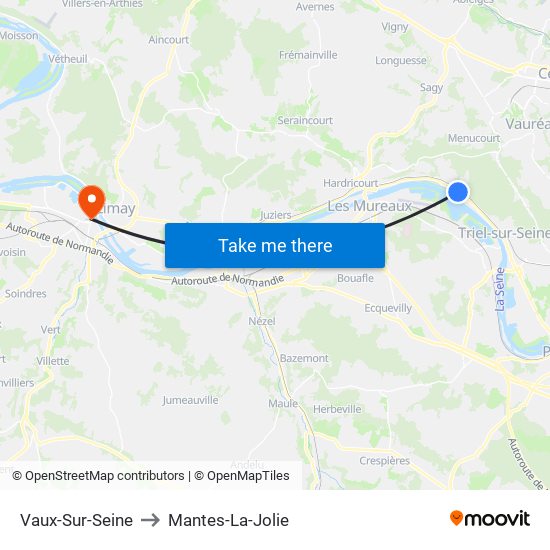 Vaux-Sur-Seine to Mantes-La-Jolie map