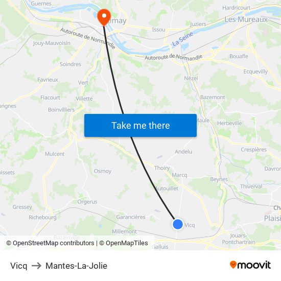 Vicq to Mantes-La-Jolie map