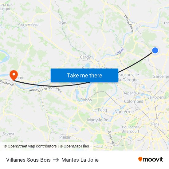 Villaines-Sous-Bois to Mantes-La-Jolie map