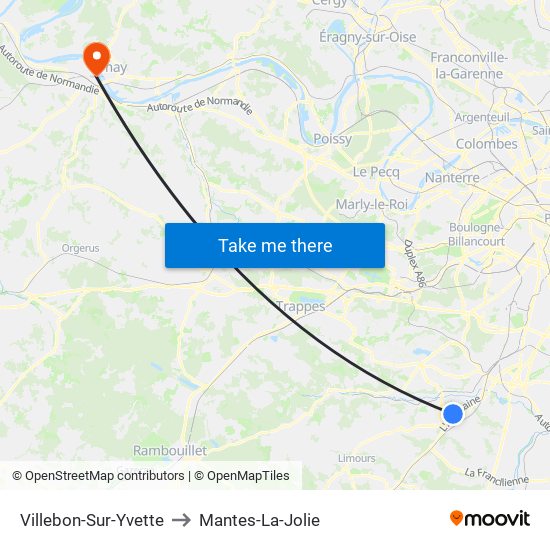 Villebon-Sur-Yvette to Mantes-La-Jolie map