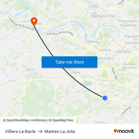 Villiers-Le-Bacle to Mantes-La-Jolie map