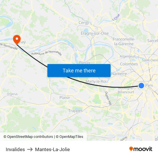 Invalides to Mantes-La-Jolie map