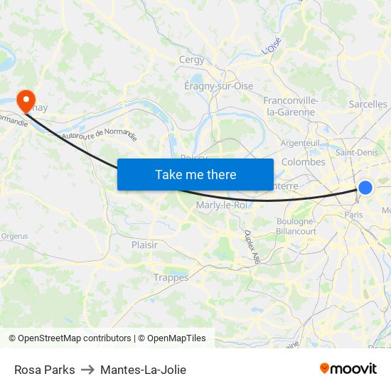 Rosa Parks to Mantes-La-Jolie map