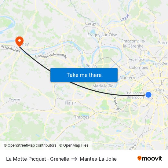 La Motte-Picquet - Grenelle to Mantes-La-Jolie map